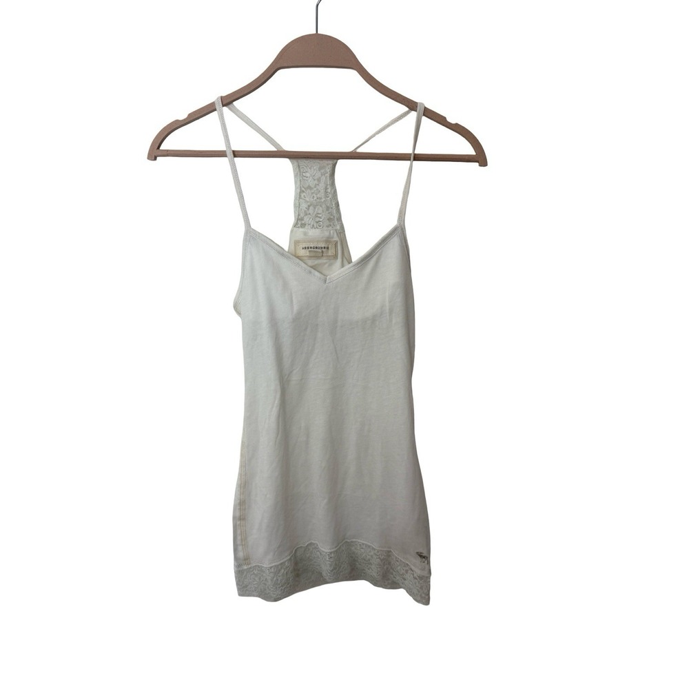Vtg Y2k Abercrombie & Fitch Babydoll Lace Cami Top Sz s Cream Spaghetti